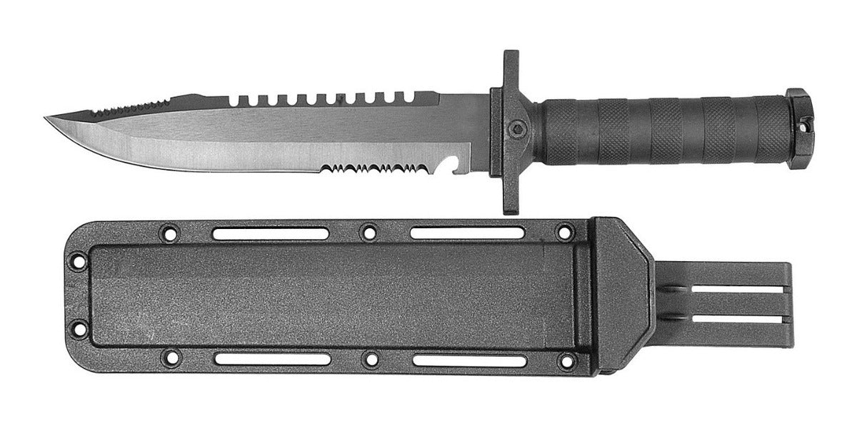 Cuchillo 8 Hoja Pavonada Mango Negro C/ Funda Nylón